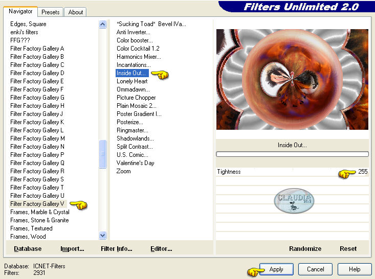 Effecten - Insteekfilters - <I.C. NET Software> - Filters Unlimited 2.0 - Filter Factory Gallery V - Inside Out