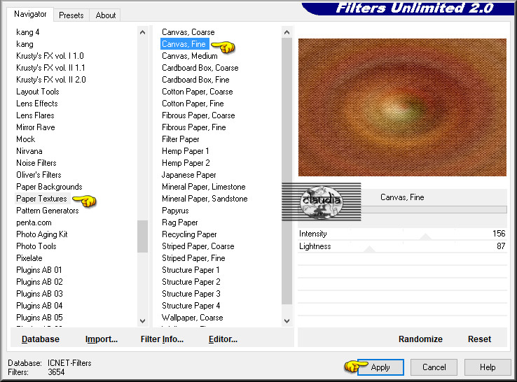 Effecten - Insteekfilters - <I.C.NET Software> - Filters Unlimited 2.0 - Paper Textures - Canvas, Fine