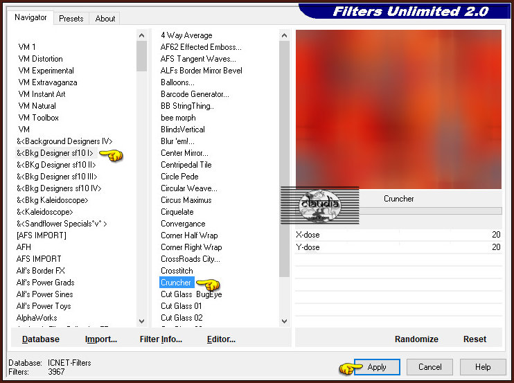 Effecten - Insteekfilters - <I.C.NET Software> - Filters Unlimited 2.0 -&<Bkg Designer sf10 I> - Cruncher