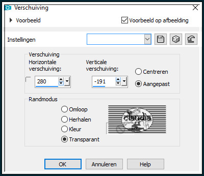 Effecten - Afbeeldingseffecten - Verschuiving :