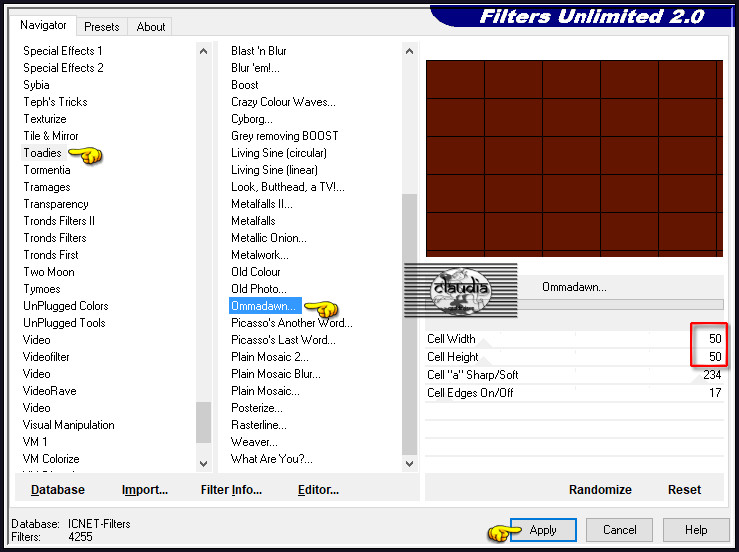 Effecten - Insteekfilters - <I.C.NET Software> - Filters Unlimited 2.0 - Toadies - Ommadawn