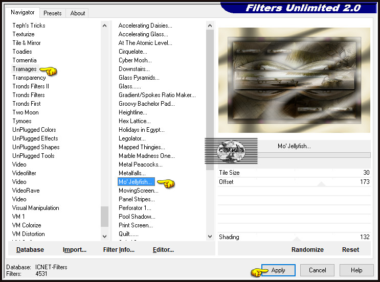 Effecten - Insteekfilters - <I.C.NET Software> - Filters Unlimited 2.0 - Tramages - Mo'Jellyfish