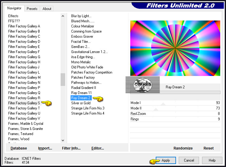 Effecten - Insteekfilters - <I.C.NET Software> - Filters Unlimited 2.0 - Filter Factory Gallery S - Ray Dream 2