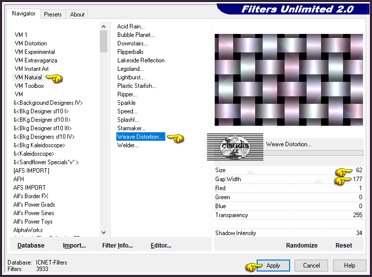 Effecten - Insteekfilters - <I.C.NET Software> - Filters Unlimited 2.0 - Weave Distortion