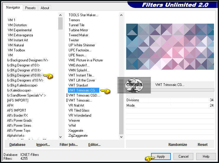 Effecten - Insteekfilters - <I.C.NET Software> - Filters Unlimited 2.0 - &<Bkg Designer sf10 III> - VMT Trimosaic CG