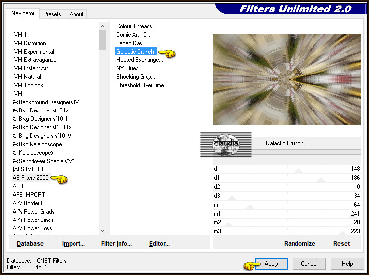 Effecten - Insteekfilters - <I.C.NET Software> - Filters Unlimited 2.0 - AB Filters 2000 - Galactic Crunch