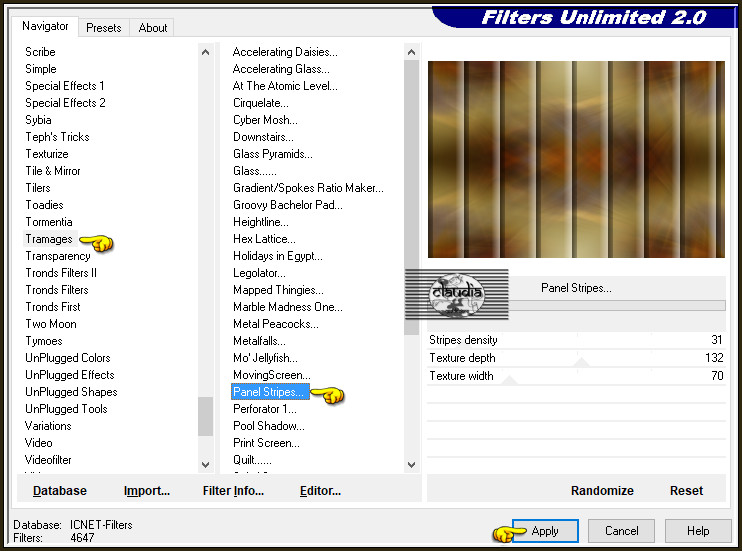 Effecten - Insteekfilters - <I.C.NET Software> - Filters Unlimited 2.0 - Tramages - Panel Stripes :