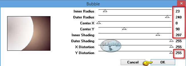 Instellingen filter Filter Factory Galley B - Bubble