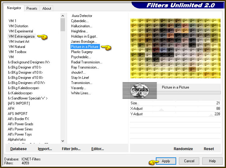 Effecten - Insteekfilters - <I.C.NET Software> - Filters Unlimited 2.0 - VM Extravaganza - Picture in a Picture 