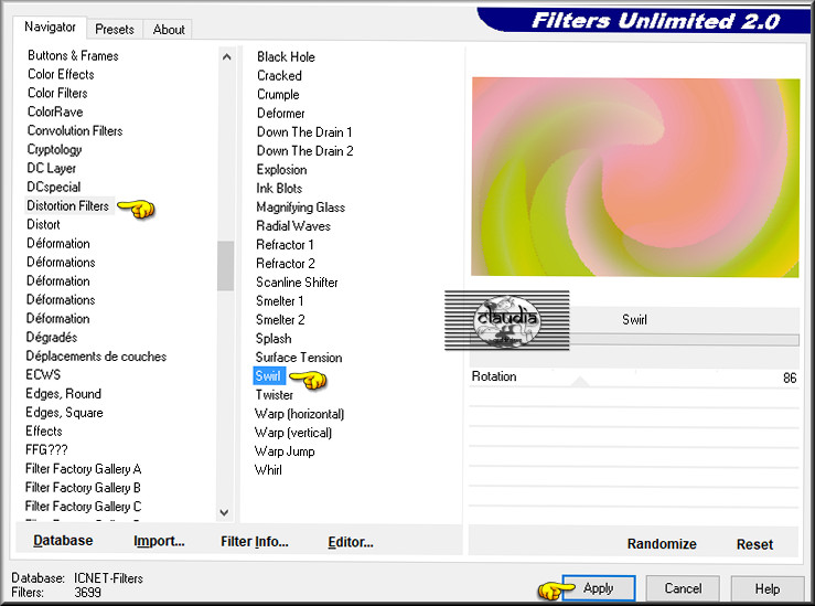 Effecten - Insteekfilters - <I.C.NET Software> - Filters Unlimited 2.0 - Distortion Filters - Swirl