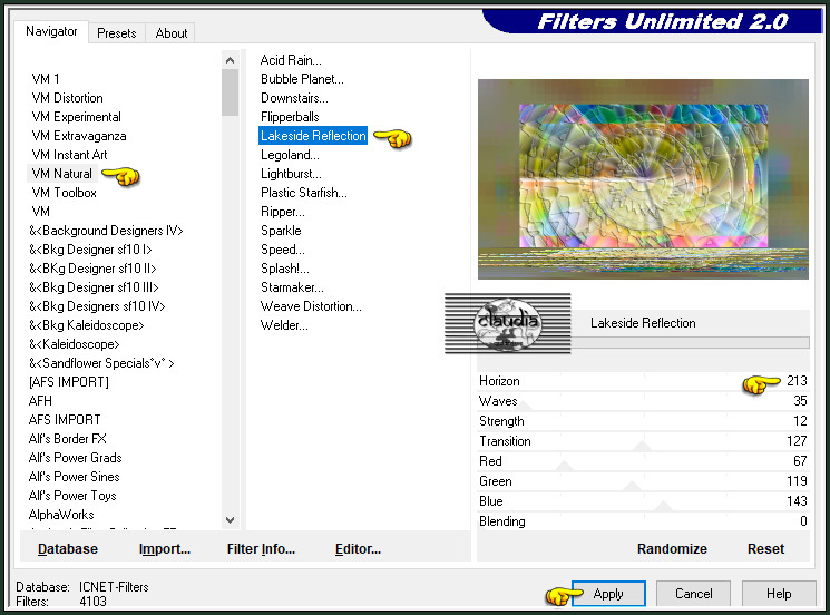 Effecten - Insteekfilters - <I.C.NET Software> - Filters Unlimited 2.0 - VM Natural - Lakeside Reflection