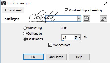 Aanpassen - Ruis toevoegen/Verwijderen - Ruis toevoegen (= grofkorreligheid) 