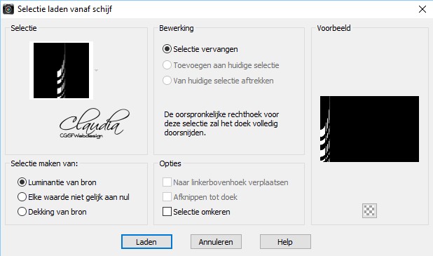 Selecties - Selectie laden/opslaan - Selectie laden vanaf schijf : LA_NUM 3