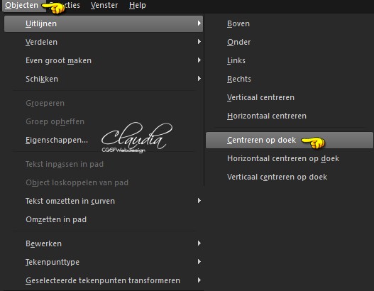 Objecten - Uitlijnen - Centreren op doek 