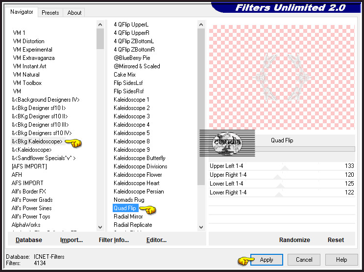 Effecten - Insteekfilters - <I.C.NET Software> - Filters Unlimited 2.0 - &<Bkg Kaleidoscope> Quad Flip