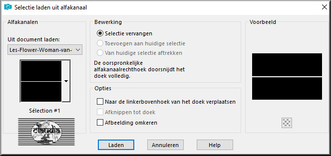 Selecties - Selectie laden/opslaan - Selectie laden uit alfakanaal : Sélection #1