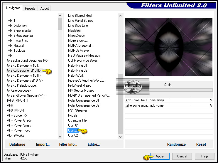 Effecten - Insteekfilters - <I.C.NET Software> - Filters Unlimited 2.0 -&<BKg Designer sf10 II> - Quilt