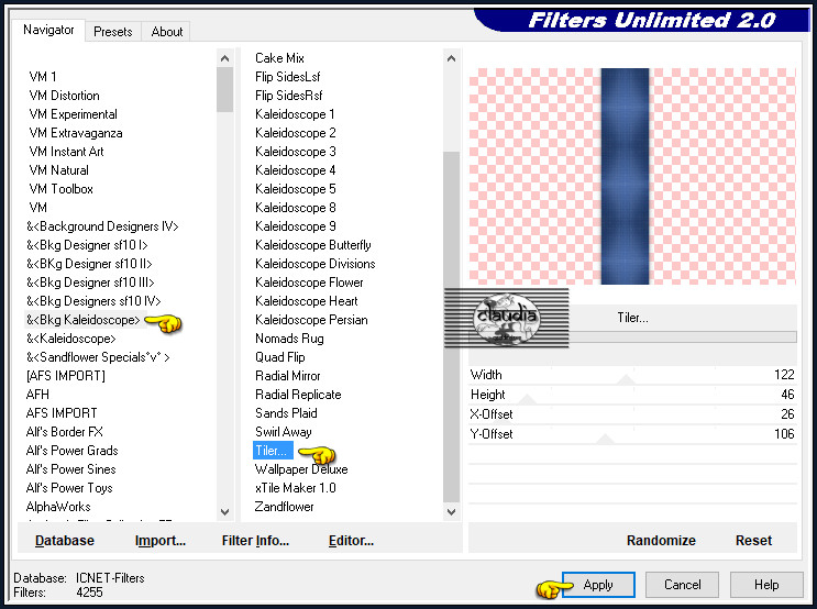 Effecten - Insteekfilters - <I.C.NET Software> - Filters Unlimited 2.0 - &<Bkg Kaleidoscope> - Tiler