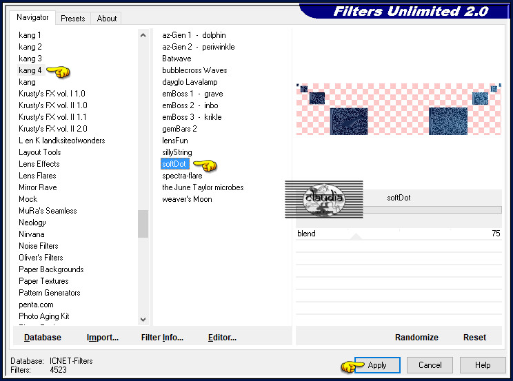 Effecten - Insteekfilters - <I.C.NET Software> - Filters Unlimited 2.0 - kang 4 - SoftDot :