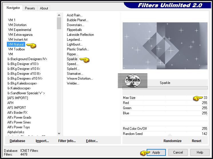 Effecten - Insteekfilters - <I.C.NET Software> - Filters Unlimited 2.0 - VM Natural - Sparkle