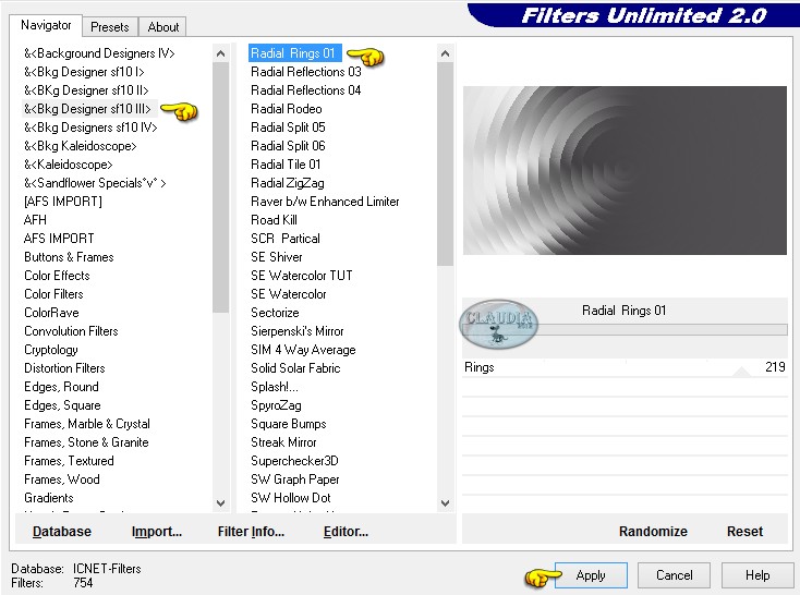 Effecten - Insteekfilters - <I.C.NET Software> - Filters Unlimited 2.0 - &<Bkg Designer sf10 III> - Radial Rings 01