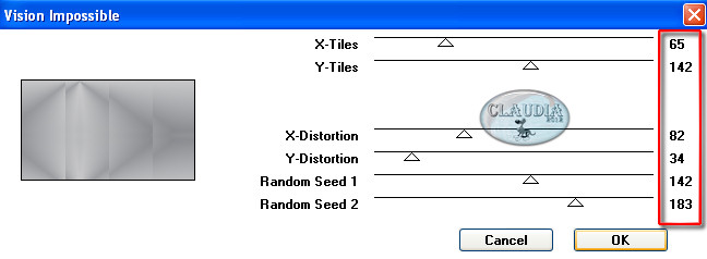 Instellingen filter VM Distortion - Vision Impossible