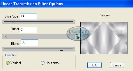 Instellingen filter DSB FLux - Linear Transmission