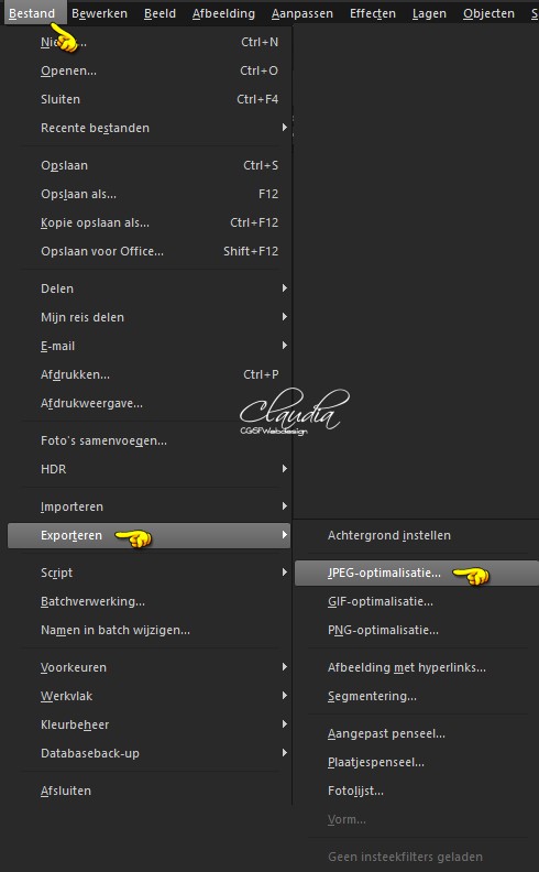 Bestand - Exporteren - JPEG-optimalisatie