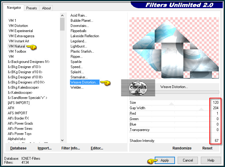 Effecten - Insteekfilters - <I.C.NET Software> - Filters Unlimited 2.0 - VM Natural - Weave Distortion