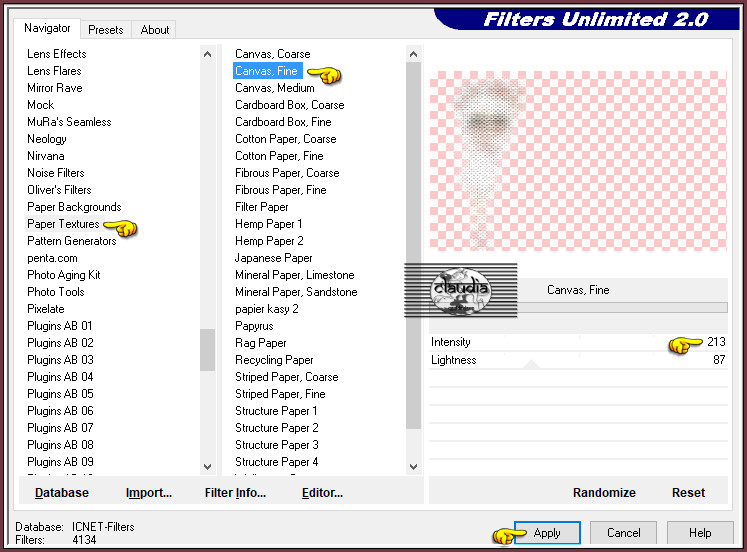 Effecten - Insteekfilters - <I.C.NET Software> - Filters Unlimited 2.0 - Paper Textures - Canvas, Fine