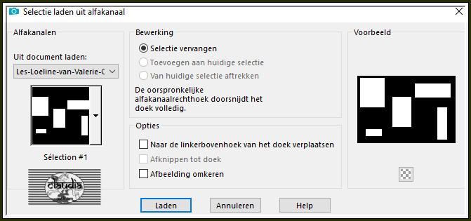 Selecties - Selectie laden/opslaan - Selectie laden uit alfakanaal : Sélection #1