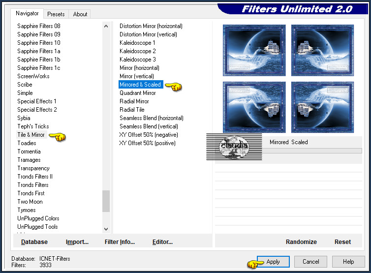 Effecten - Insteekfilters - <I.C.NET Software> - Filters Unlimited 2.0 - Tile & Mirror - Mirrored & Scaled