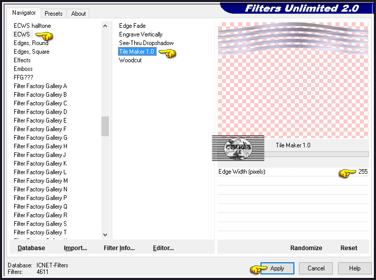 Effecten - Insteekfilters - <I.C.NET Software> - Filters Unlimited 2.0 - ECWS - Tile Maker 1.0
