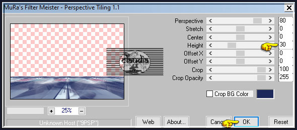Effecten - Insteekfilters - MuRa's Meister - Perspective Tiling : Crop BG Color = 2de kleur