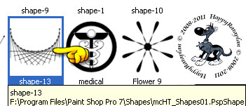 Activeer het Basisvorm gereedschap en zoek de basisvorm "shape-13"