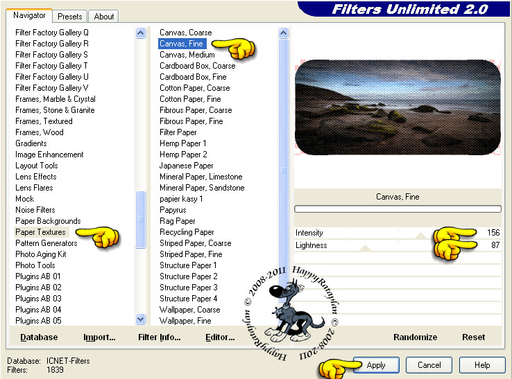 Effecten - Insteekfilters - <I.C.NET Software> - Filters Unlimited 2.0 - Paper Textures - Canvas, Fine