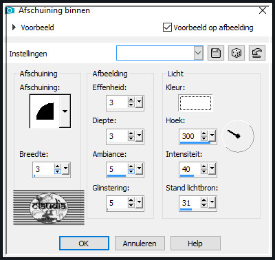 Effecten - 3D-Effecten - Afschuining binnen