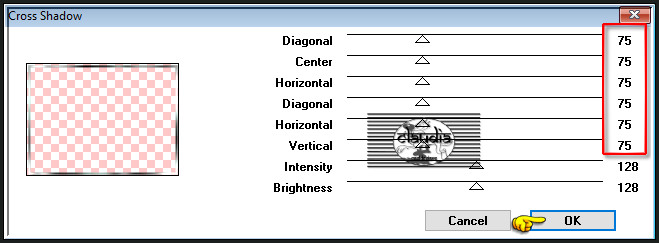 Effecten - Insteekfilters - Graphics Plus - Cross Shadow