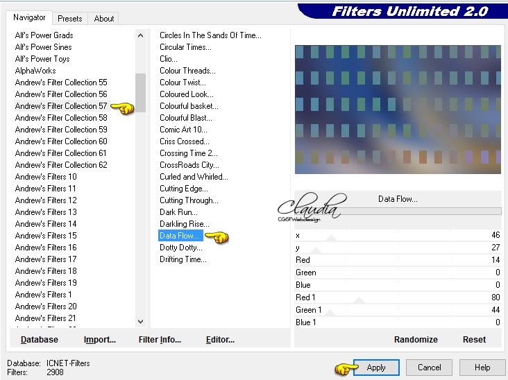 Instellingen filter Andrew's Filter Collection 57 - Data Flow