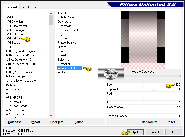 Effecten - Insteekfilters - <I.C.NET Software> - Filters Unlimited 2.0 - VM Natural - Weave Distortion :