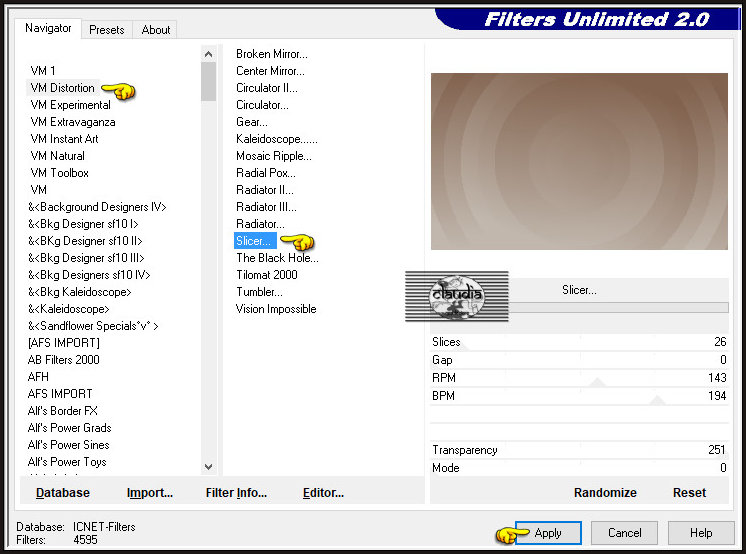 Effecten - Insteekfilters - <I.C.NET Software> - Filters Unlimited 2.0 - VM Distortion - Slicer