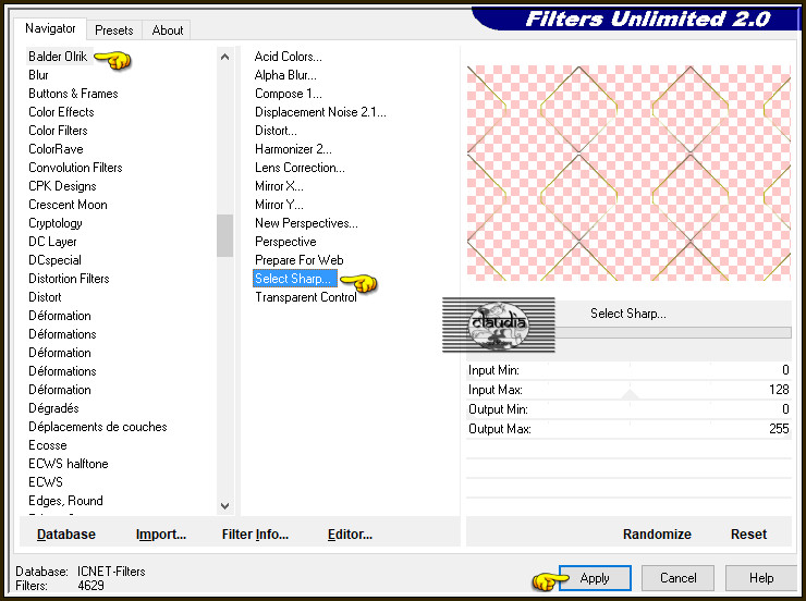 Effecten - Insteekfilters - <I.C.NET Software> - Filters Unlimited 2.0 - Balder Olrik - Select Sharp... :