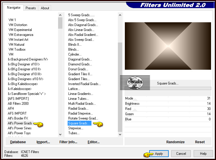 Effecten - Insteekfilters - <I.C.NET Software> - Filters Unlimited 2.0 - Alf's Power Grads - Square Grads :
