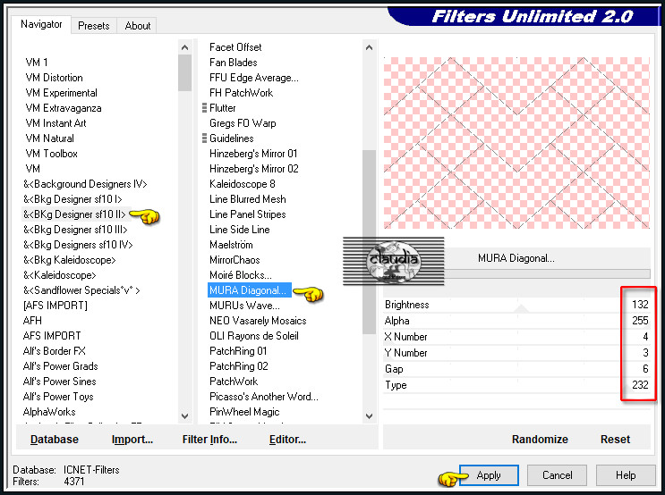 Effecten - Insteekfilters - <I.C.NET Software> - Filters Unlimited 2.0 -&<BKg Designer sf10 II> - MURA Diagonal