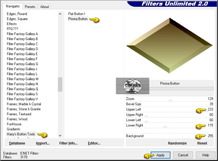 Effecten - Insteekfilters - <I.C.NET Software> - FIlters Unlimited 2.0 - Harry's Button Tools - Prisma Button