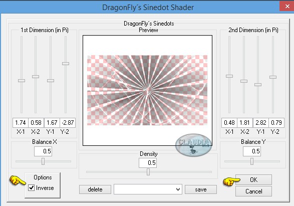 Instellingen filter Dragonfly - Sinedots