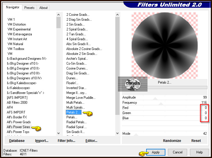 Effecten - Insteekfilters - <I.C.NET Software> - Filters Unlimited 2.0 - Alf's Power Sines - Petals 2... :