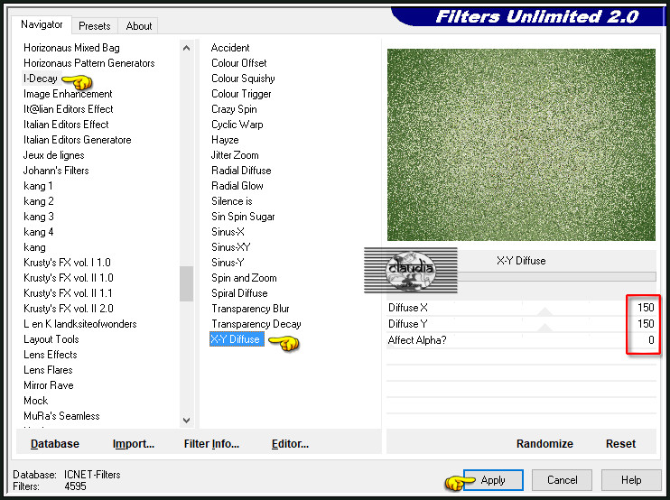 Effecten - Insteekfilters - <I.C.NET Software> - Filters Unlimited 2.0 - I-Decay - X-Y Diffuse