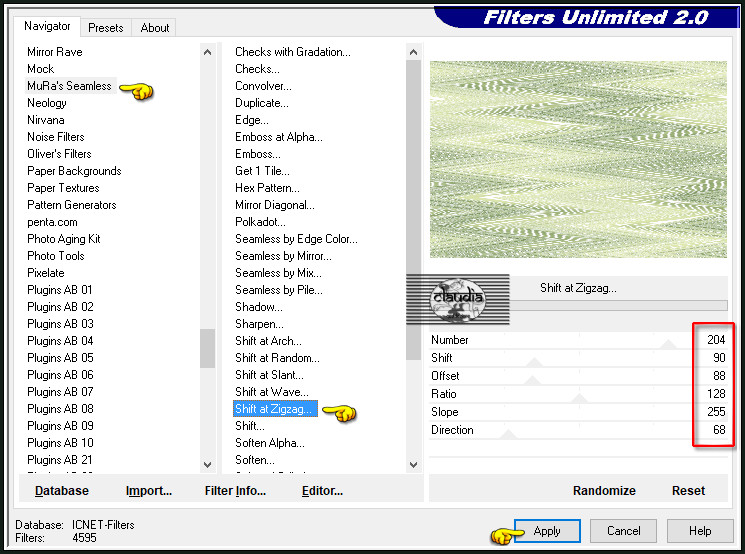 Effecten - Insteekfilters - <I.C.NET Software> - Filters Unlimited 2.0 - Mura's Seamless - Shift at Zigzag
