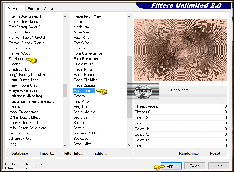 Effecten - Insteekfilters - <I.C.NET Software> - Filters Unlimited 2.0 - FunHouse - RadiaLoom